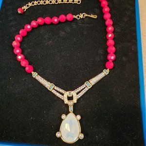 HEIDI DAUS RED CRYSTAL BEAD WITH SAPPHIRE CRYSTAL ACCENT NECKLACE